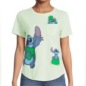Disney Stitch T-shirt St Patrick’s New LIME GREEN